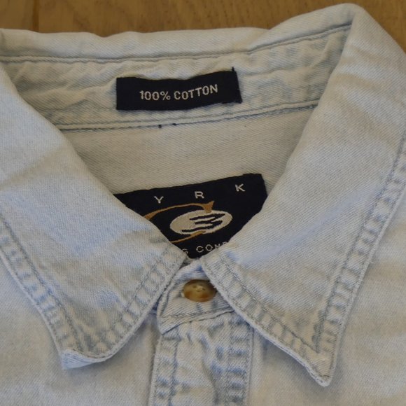 Vintage M&M's CYRK Clothing Company Blue Denim Large Button Down Shirt - Picture 5 of 6